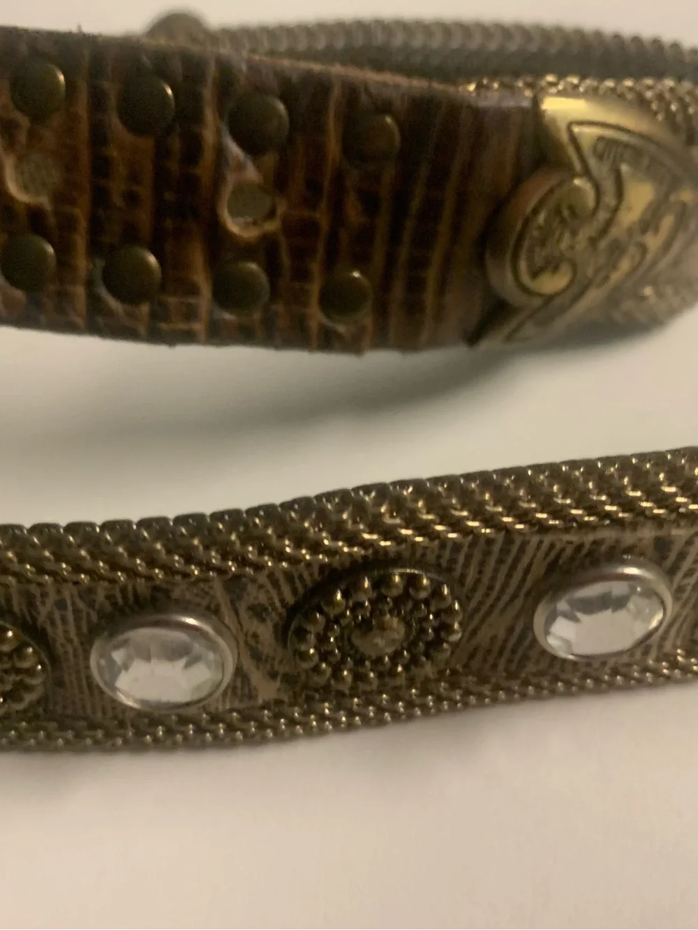 US MECO Paris leather belt with bling